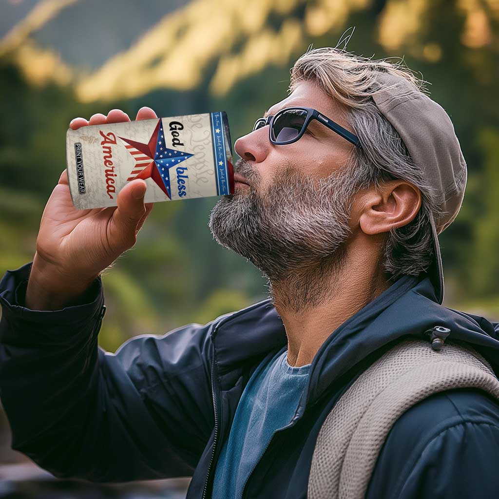 American Patriot Christian 4 in 1 Can Cooler Tumbler God Bless America TB09 Print Your Wear