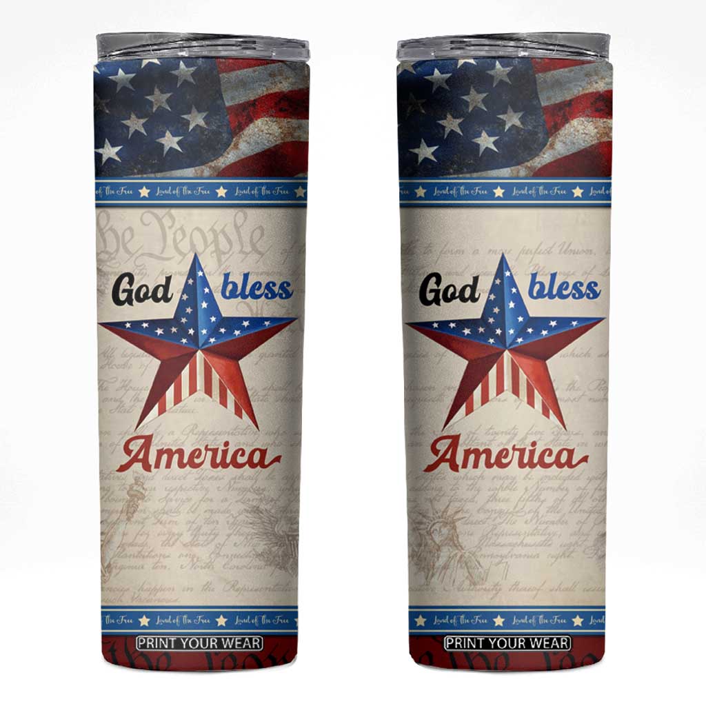 American Patriot Christian Skinny Tumbler God Bless America TB09 Patriotic Print Your Wear