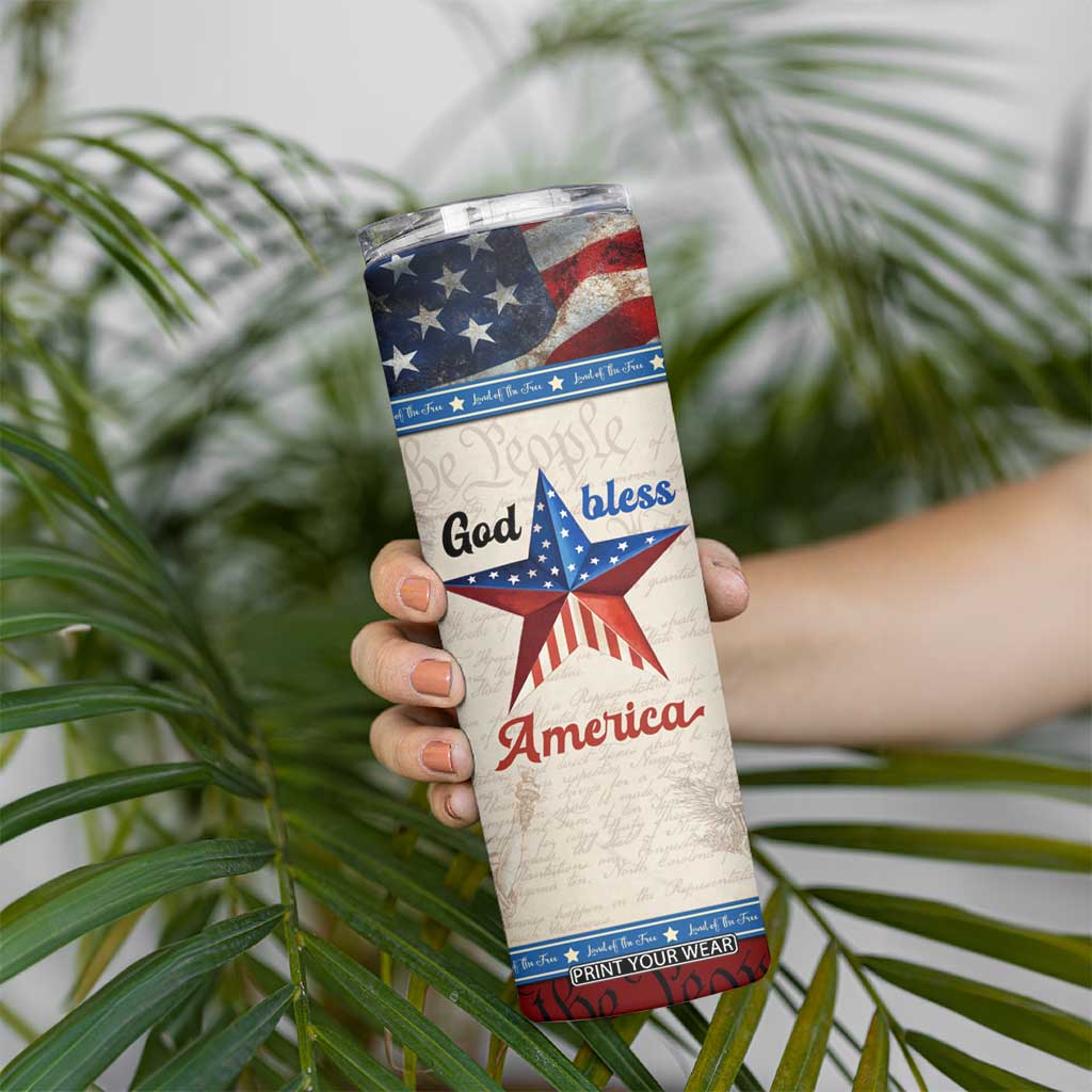 American Patriot Christian Skinny Tumbler God Bless America TB09 Print Your Wear