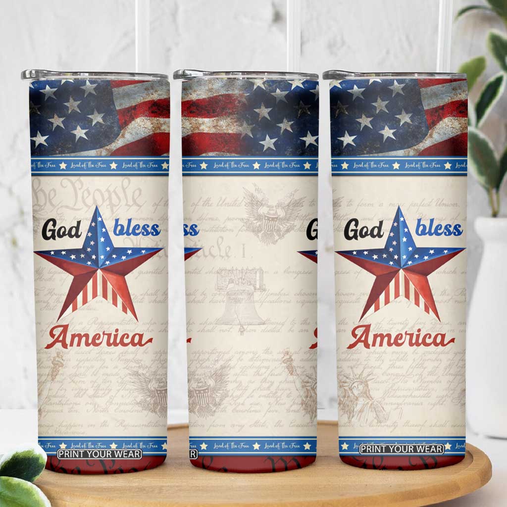 American Patriot Christian Skinny Tumbler God Bless America TB09 Print Your Wear