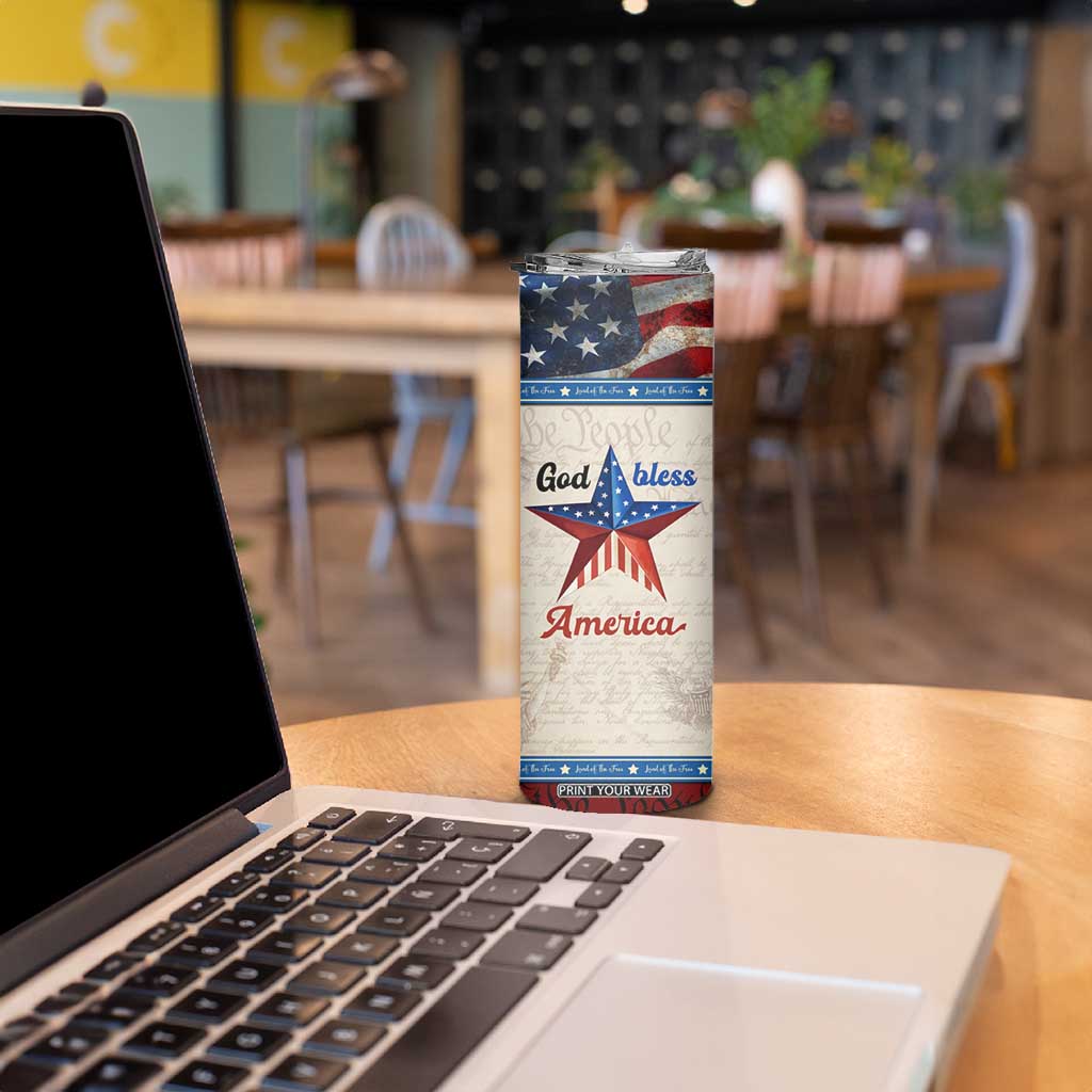 American Patriot Christian Skinny Tumbler God Bless America TB09 Print Your Wear