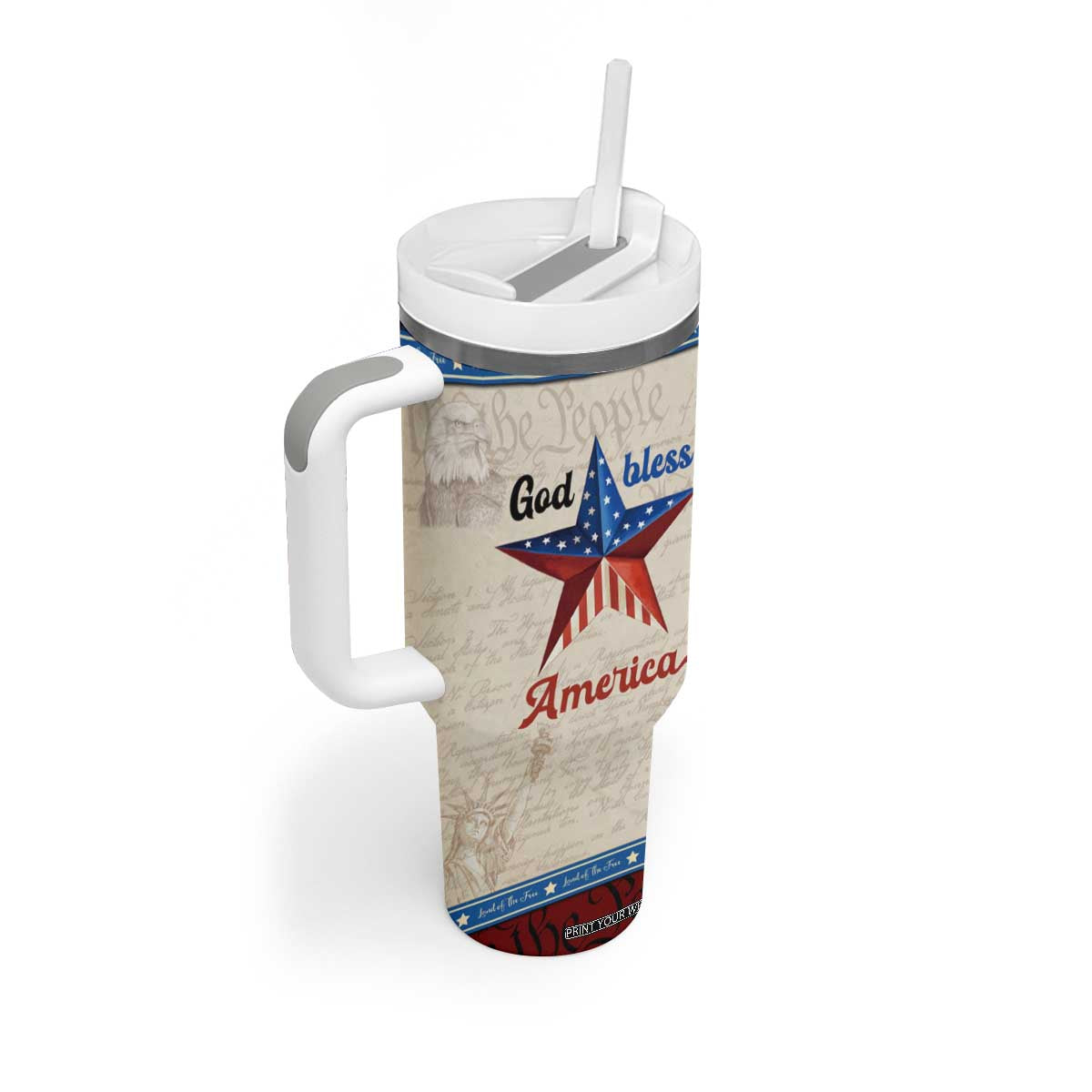 American Patriot Christian Tumbler With Handle God Bless America TB09 Print Your Wear