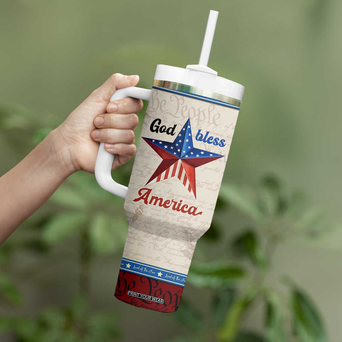 American Patriot Christian Tumbler With Handle God Bless America TB09 Print Your Wear