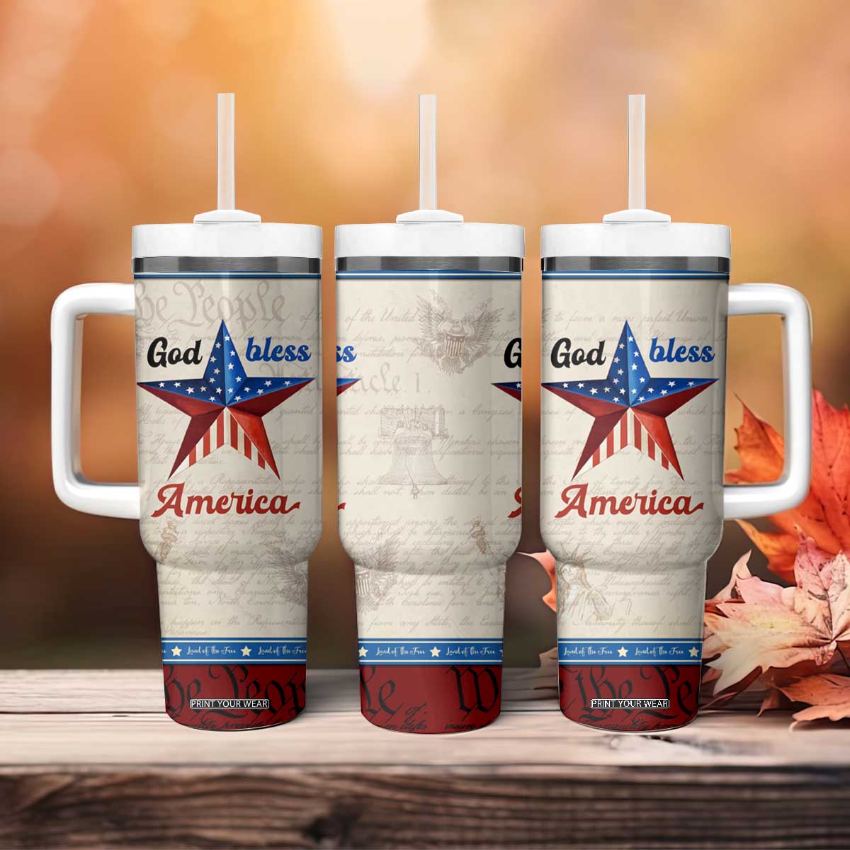 American Patriot Christian Tumbler With Handle God Bless America TB09 Print Your Wear