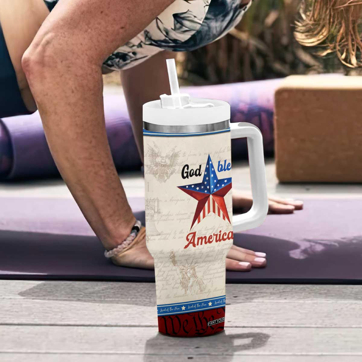 American Patriot Christian Tumbler With Handle God Bless America TB09 Print Your Wear