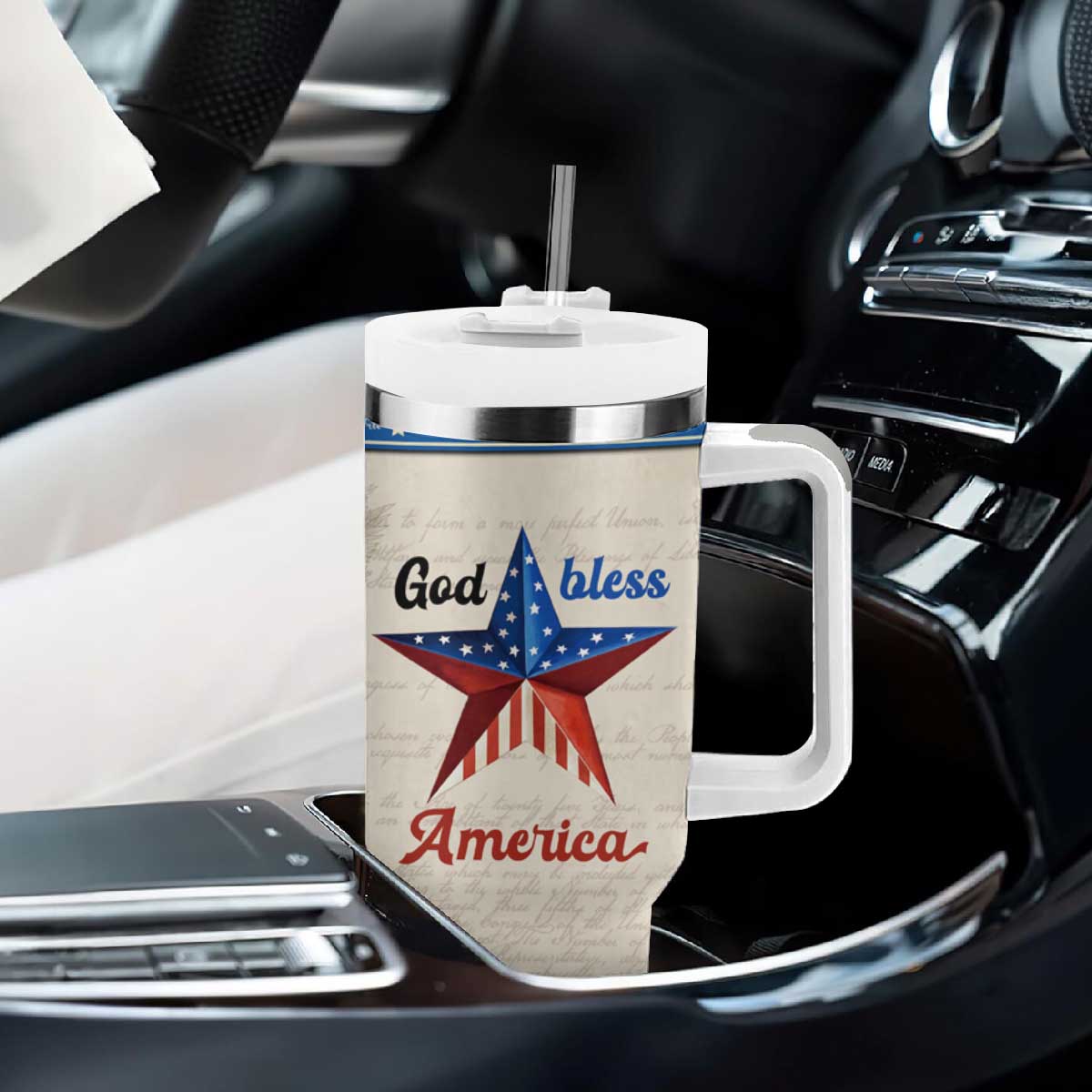 American Patriot Christian Tumbler With Handle God Bless America TB09 Print Your Wear
