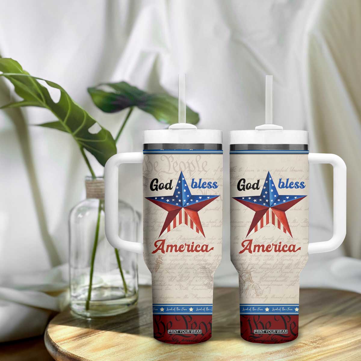 American Patriot Christian Tumbler With Handle God Bless America TB09 Print Your Wear