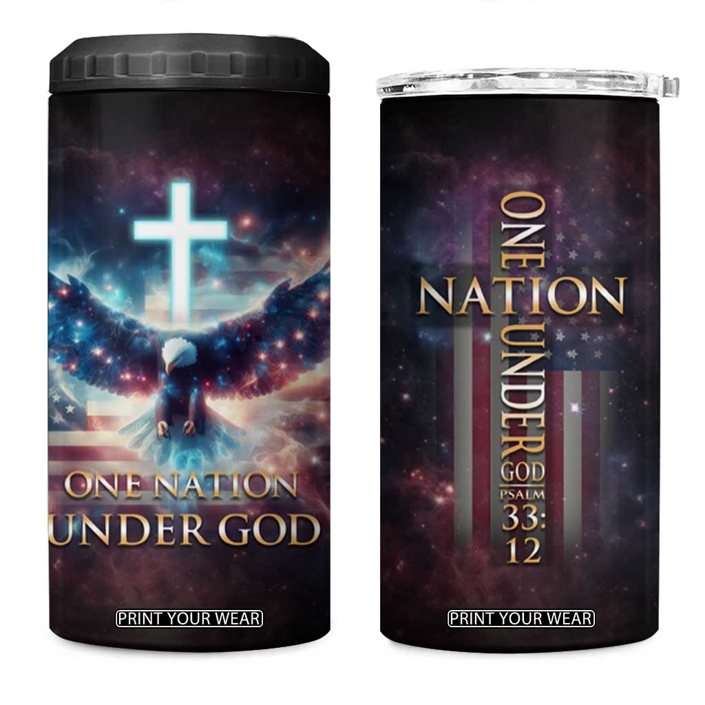 American Patriot Christian 4 in 1 Can Cooler Tumbler One Nation Under God TB09 One Size: 16 oz American Flag Print Your Wear