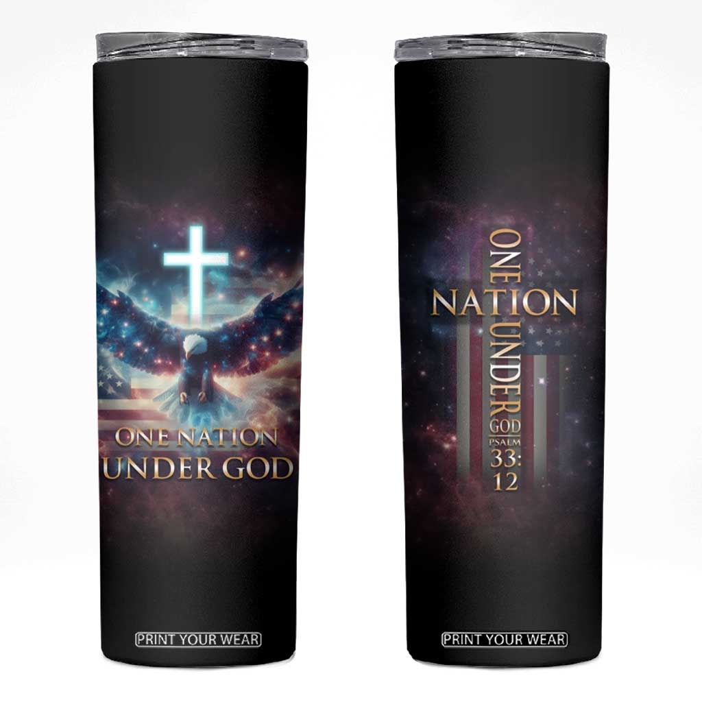 American Patriot Christian Skinny Tumbler One Nation Under God TB09 American Flag Print Your Wear