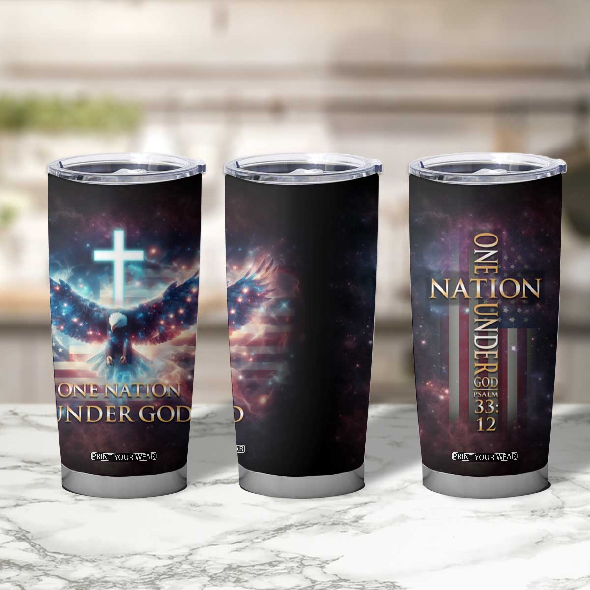 American Patriot Christian Tumbler Cup One Nation Under God TB09 Print Your Wear