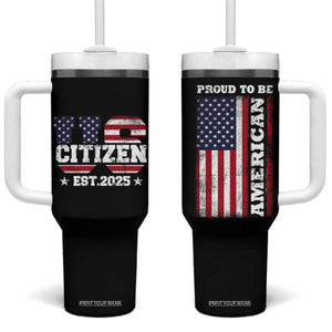 American Patriot Tumbler With Handle US Citizen Est 2025 Proud To Be American TB09 One Size: 40 oz Black Print Your Wear