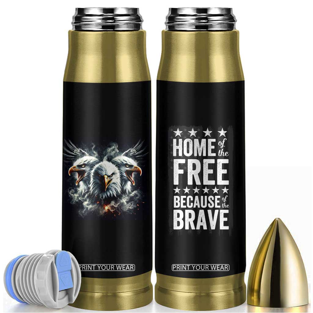American Patriot Bullet Tumbler Home Of The Free Because Of The Brave TB09 Black Print Your Wear