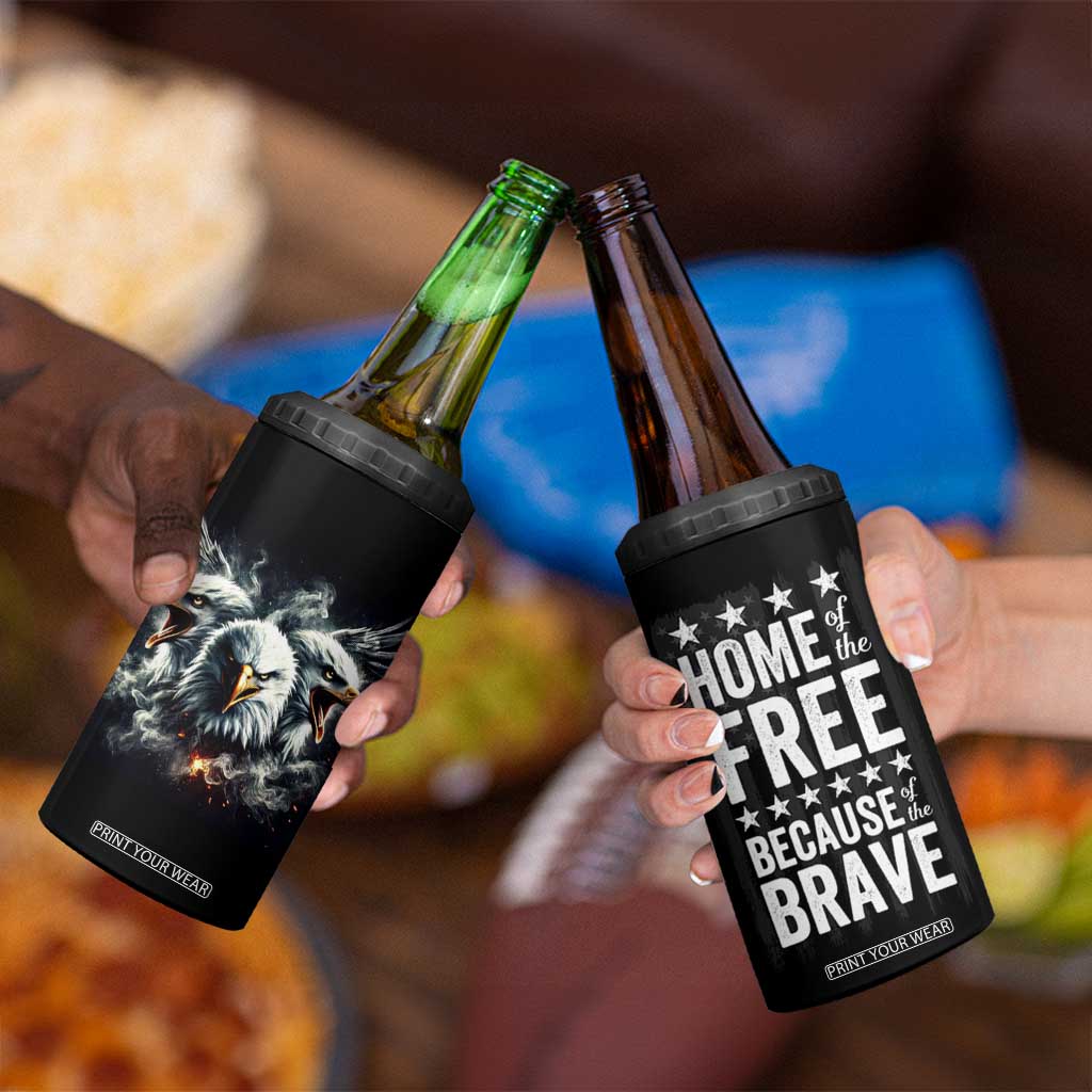 American Patriot 4 in 1 Can Cooler Tumbler Home Of The Free Because Of The Brave TB09 Print Your Wear