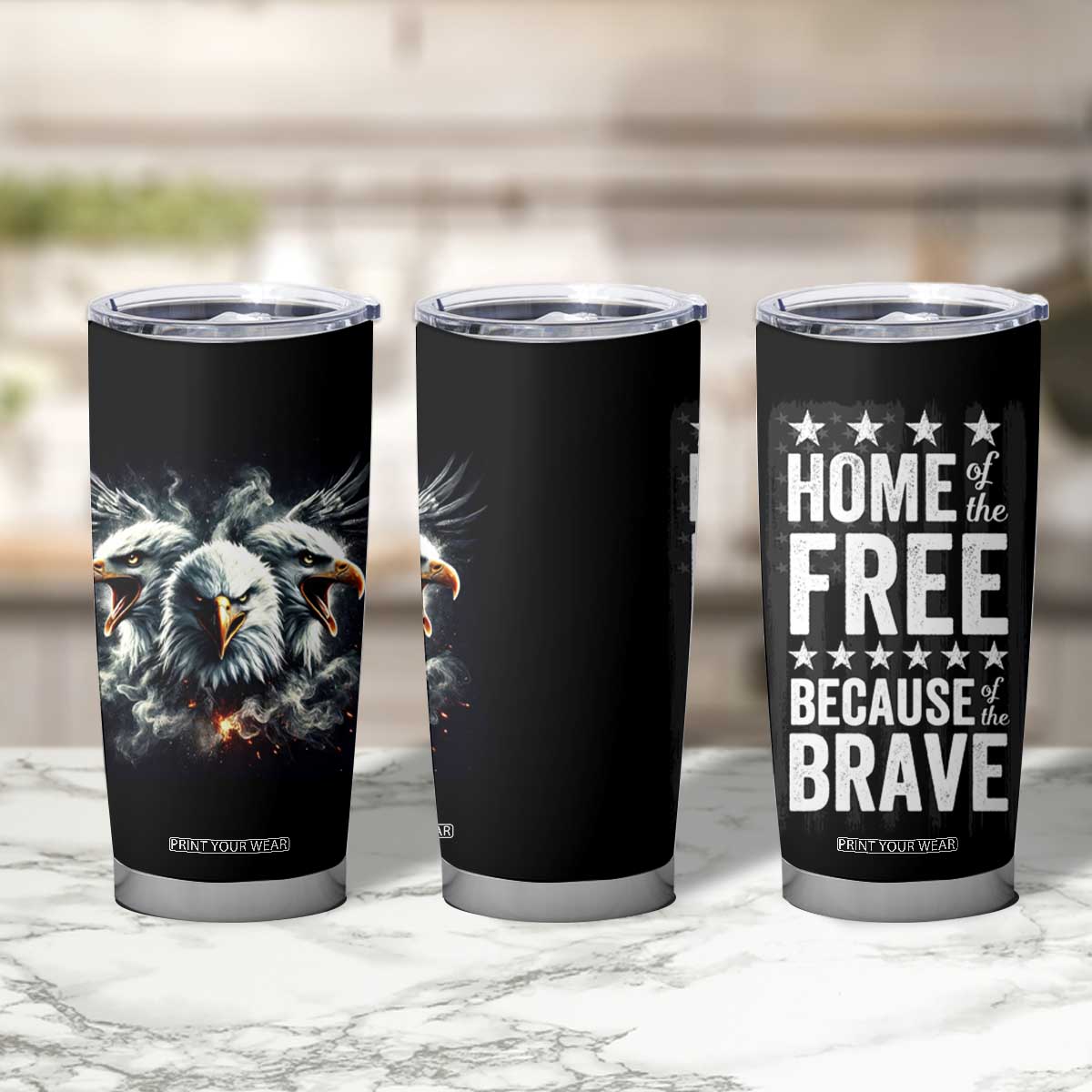 American Patriot Tumbler Cup Home Of The Free Because Of The Brave TB09 Print Your Wear