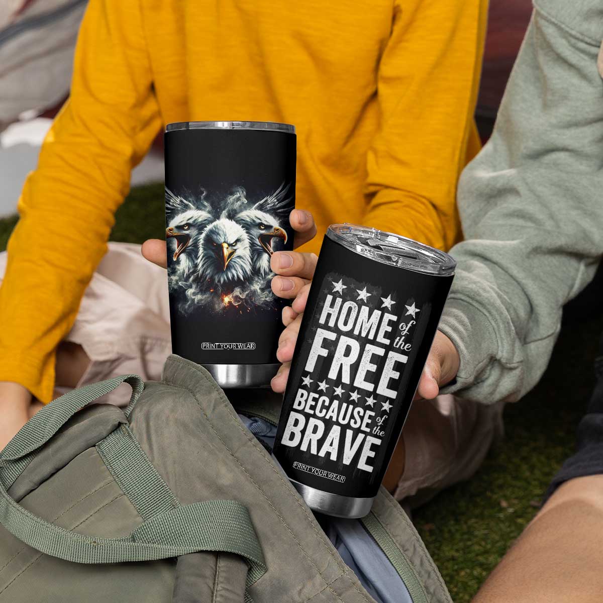 American Patriot Tumbler Cup Home Of The Free Because Of The Brave TB09 Print Your Wear