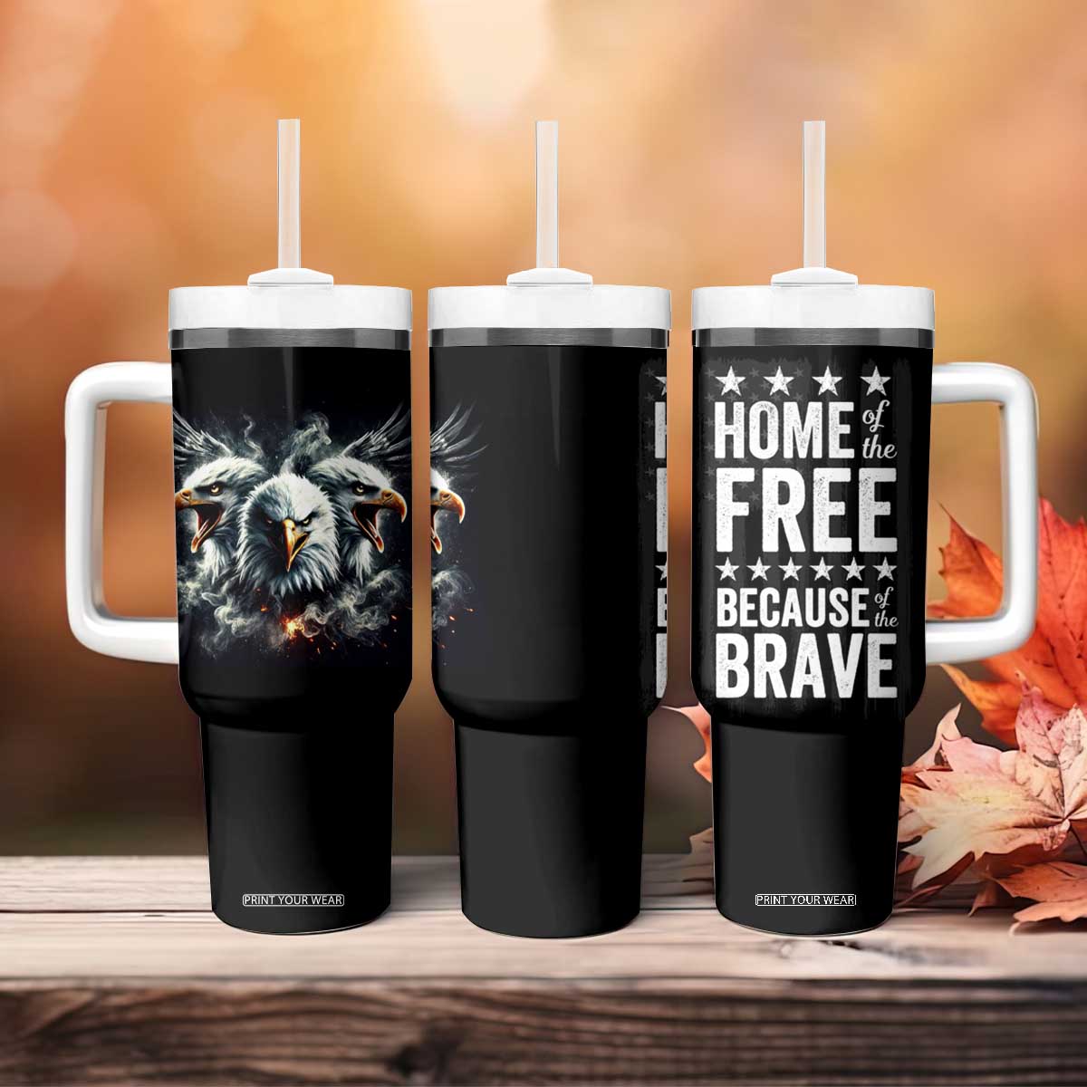 American Patriot Tumbler With Handle Home Of The Free Because Of The Brave TB09 Print Your Wear