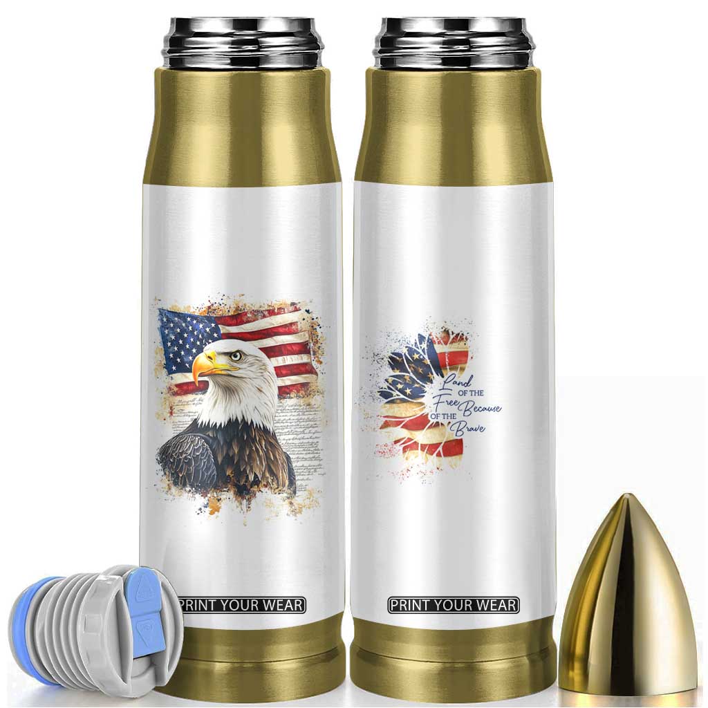 American Patriot Bullet Tumbler Land Of The Free Because Of The Brave TB09 White Print Your Wear