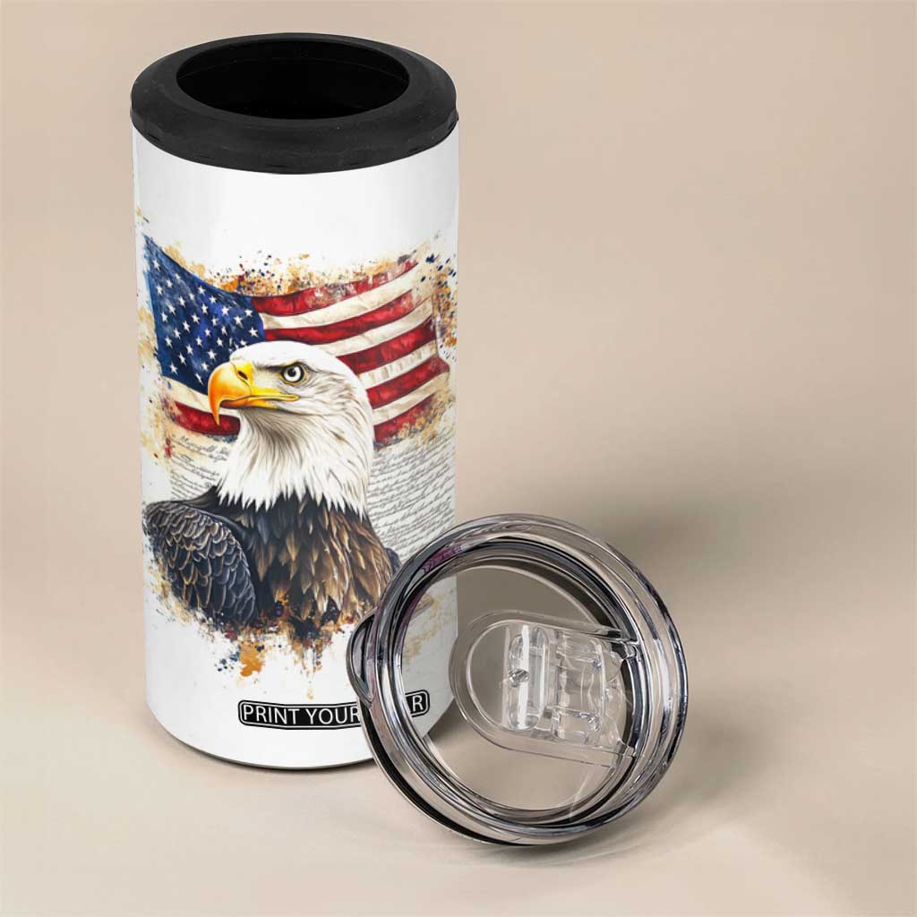 American Patriot 4 in 1 Can Cooler Tumbler Land Of The Free Because Of The Brave TB09 Print Your Wear
