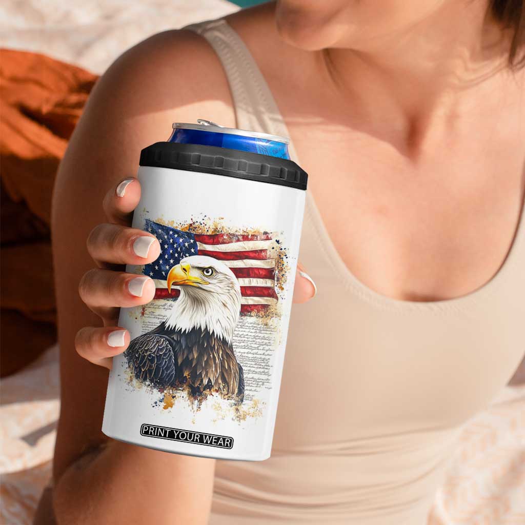 American Patriot 4 in 1 Can Cooler Tumbler Land Of The Free Because Of The Brave TB09 Print Your Wear