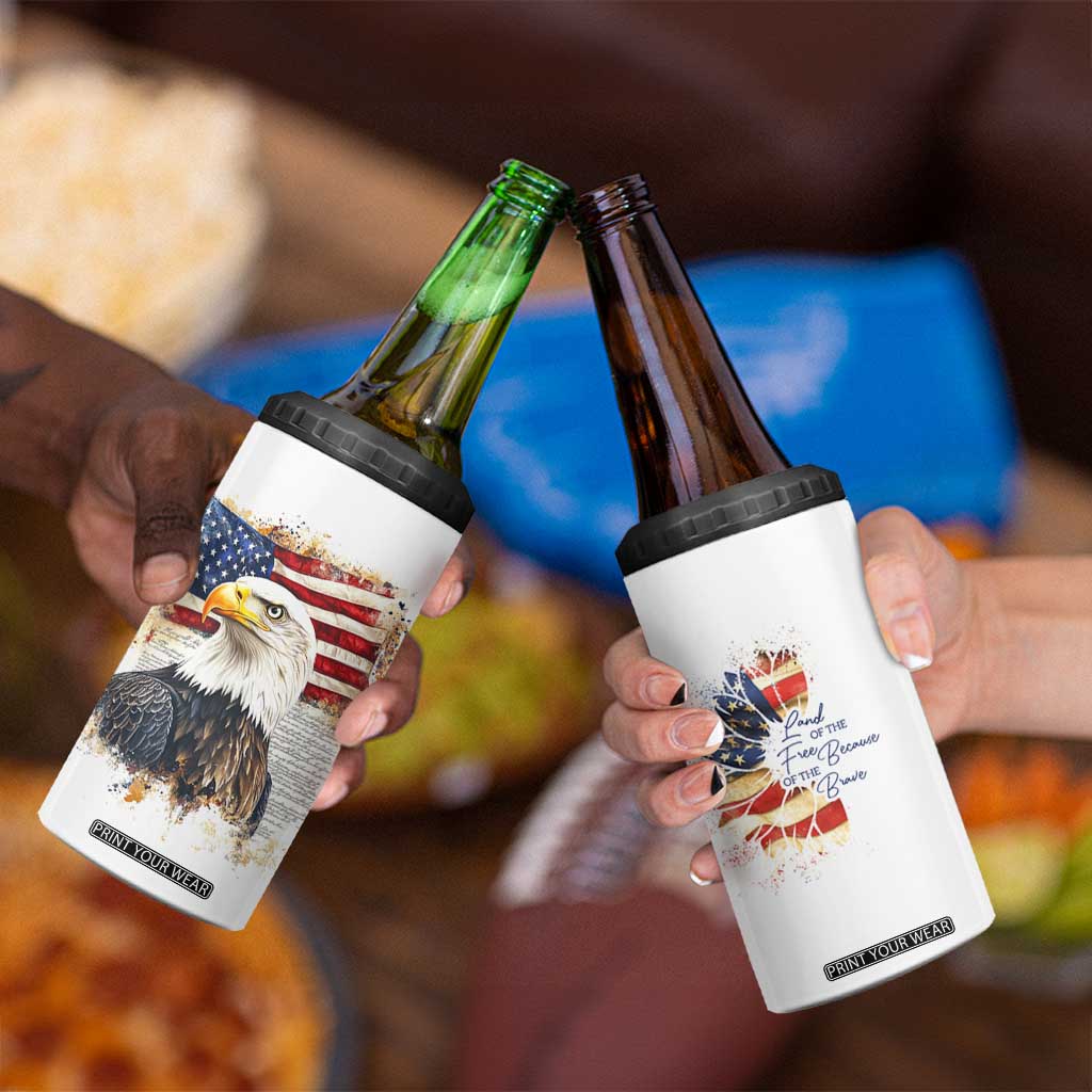 American Patriot 4 in 1 Can Cooler Tumbler Land Of The Free Because Of The Brave TB09 Print Your Wear