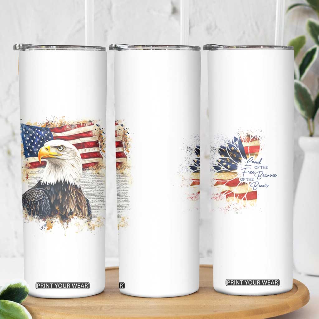 American Patriot Skinny Tumbler Land Of The Free Because Of The Brave TB09 Print Your Wear
