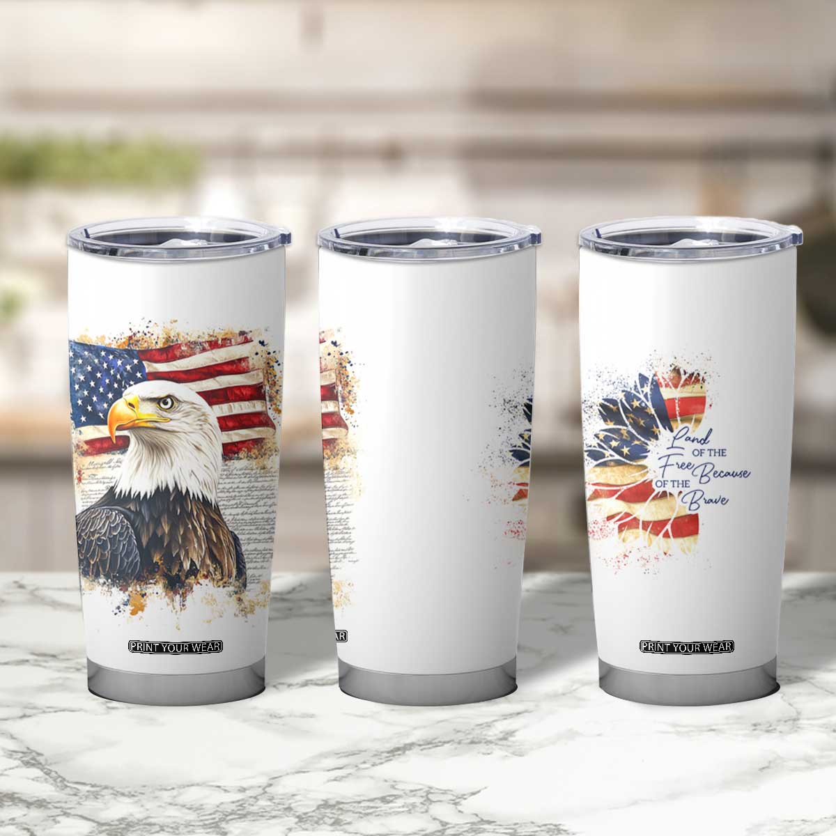 American Patriot Tumbler Cup Land Of The Free Because Of The Brave TB09 Print Your Wear