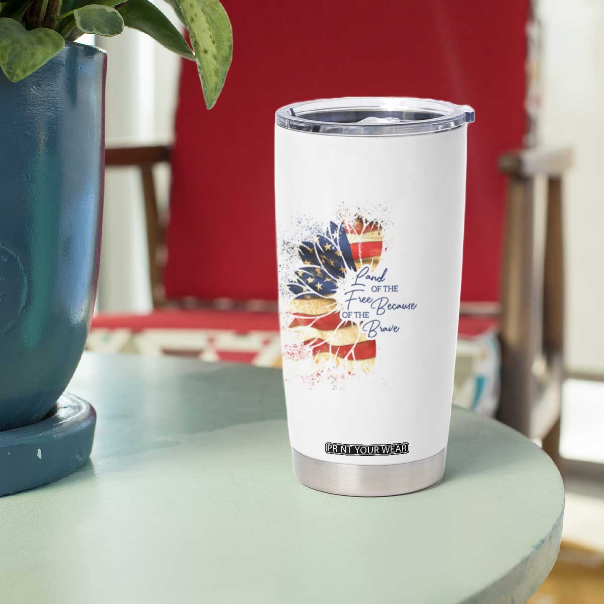 American Patriot Tumbler Cup Land Of The Free Because Of The Brave TB09 Print Your Wear