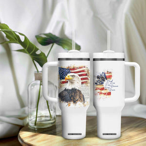 American Patriot Tumbler With Handle Land Of The Free Because Of The Brave TB09 Print Your Wear