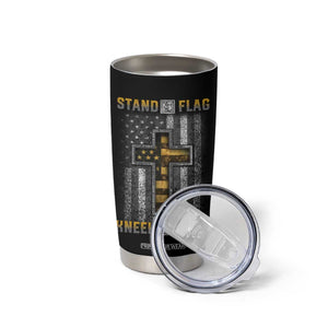 American Patriot Christian Tumbler Cup Stand For the Flag Kneel For the Cross Lion TB09 Print Your Wear
