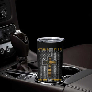 American Patriot Christian Tumbler Cup Stand For the Flag Kneel For the Cross Lion TB09 Print Your Wear