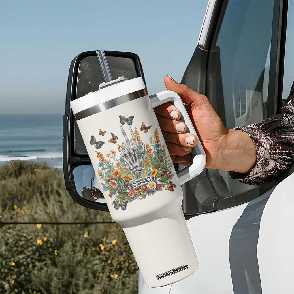 Good Energy Is Contagious Tumbler With Handle TB09 Print Your Wear