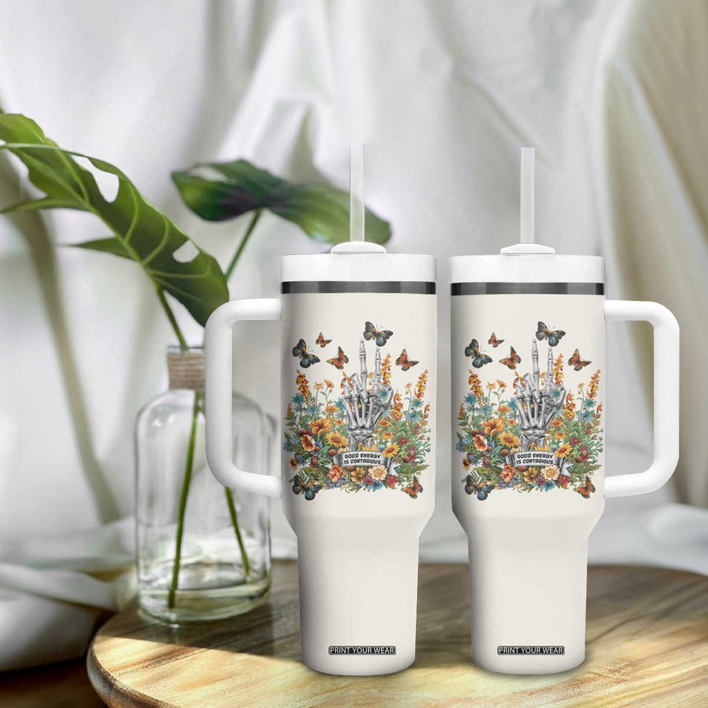 Good Energy Is Contagious Tumbler With Handle TB09 Print Your Wear
