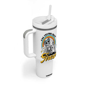 Funny I'm Trying But Tired Tumbler With Handle TB09 Print Your Wear