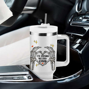 Funny I'm Trying But Tired Tumbler With Handle TB09 Print Your Wear