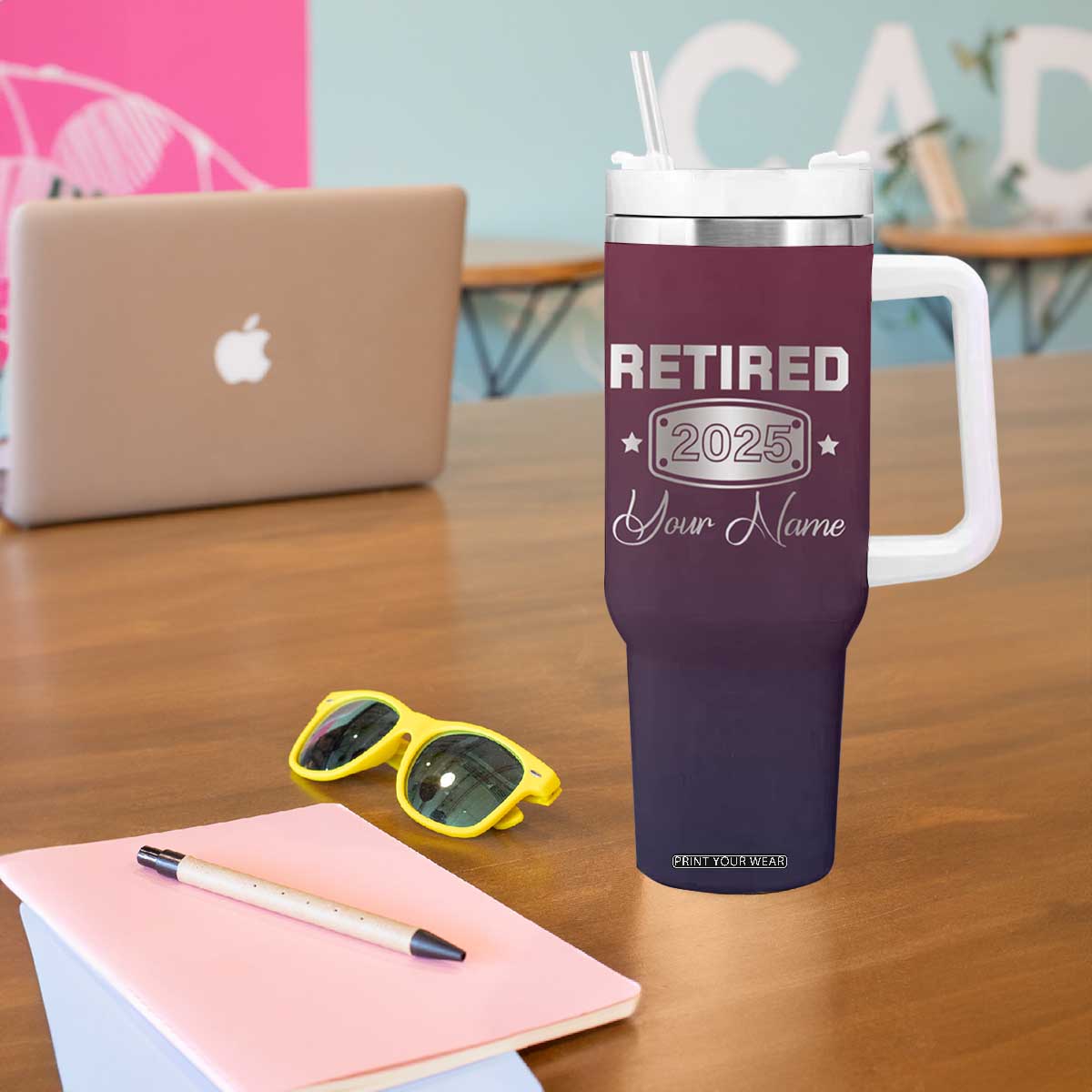 Personalized Retirement Gifts For Men Tumbler With Handle Custom Name Retired 2025 Not My Problem Anymore TB09 Print Your Wear