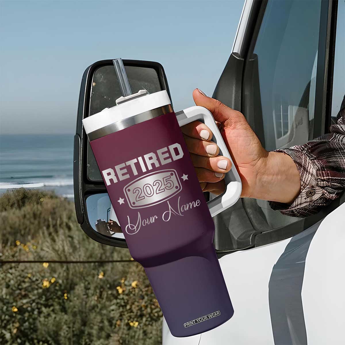 Personalized Retirement Gifts For Men Tumbler With Handle Custom Name Retired 2025 Not My Problem Anymore TB09 Print Your Wear