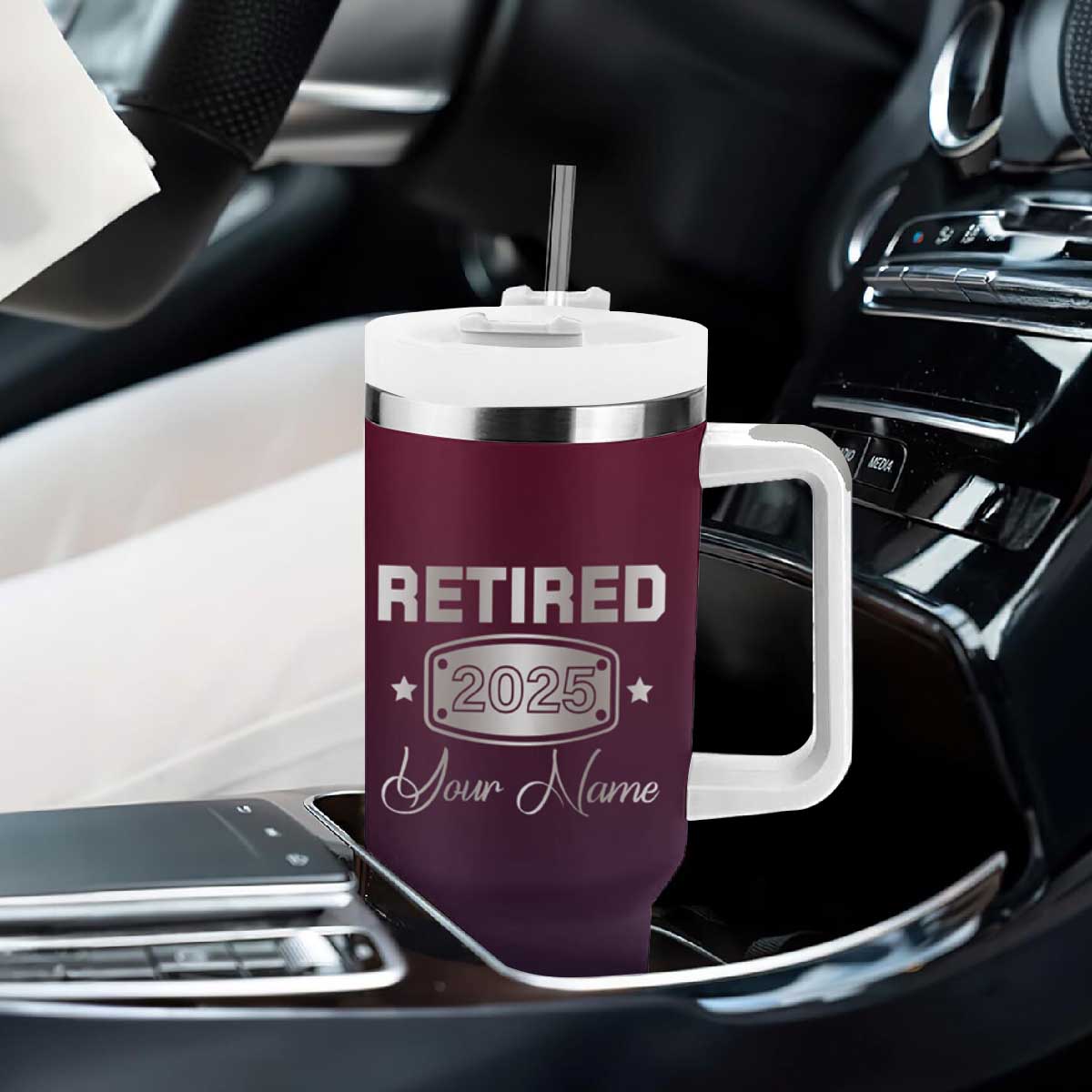 Personalized Retirement Gifts For Men Tumbler With Handle Custom Name Retired 2025 Not My Problem Anymore TB09 Print Your Wear