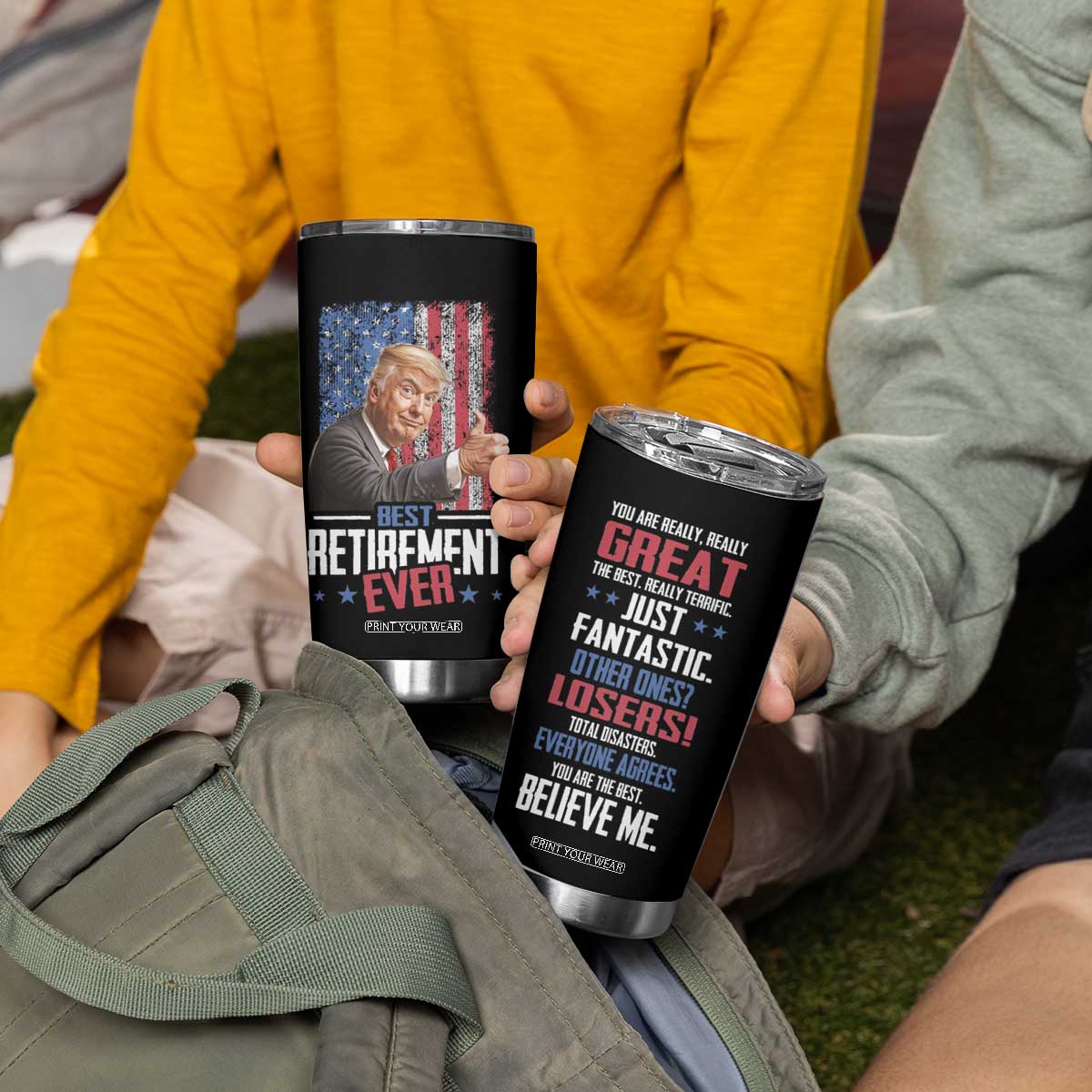 Funny Retired Gifts for Men Tumbler Cup Trump Best Retirement Ever TB09 Print Your Wear
