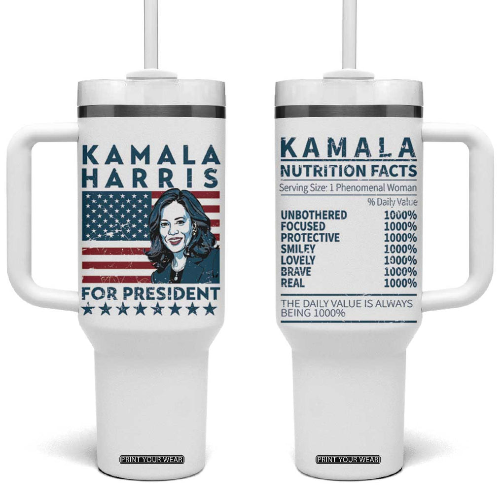 Kamala 2024 Tumbler With Handle Harris For President American Flag TB09 One Size: 40 oz White Print Your Wear