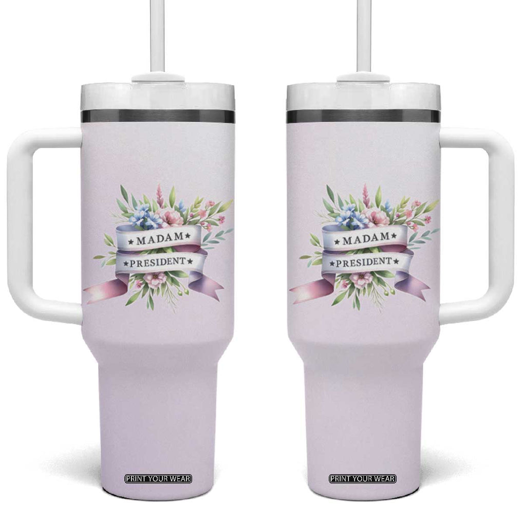 Kamala 2024 Tumbler With Handle Madam President Flower Harris Supporter TB09 One Size: 40 oz Light Purple Print Your Wear