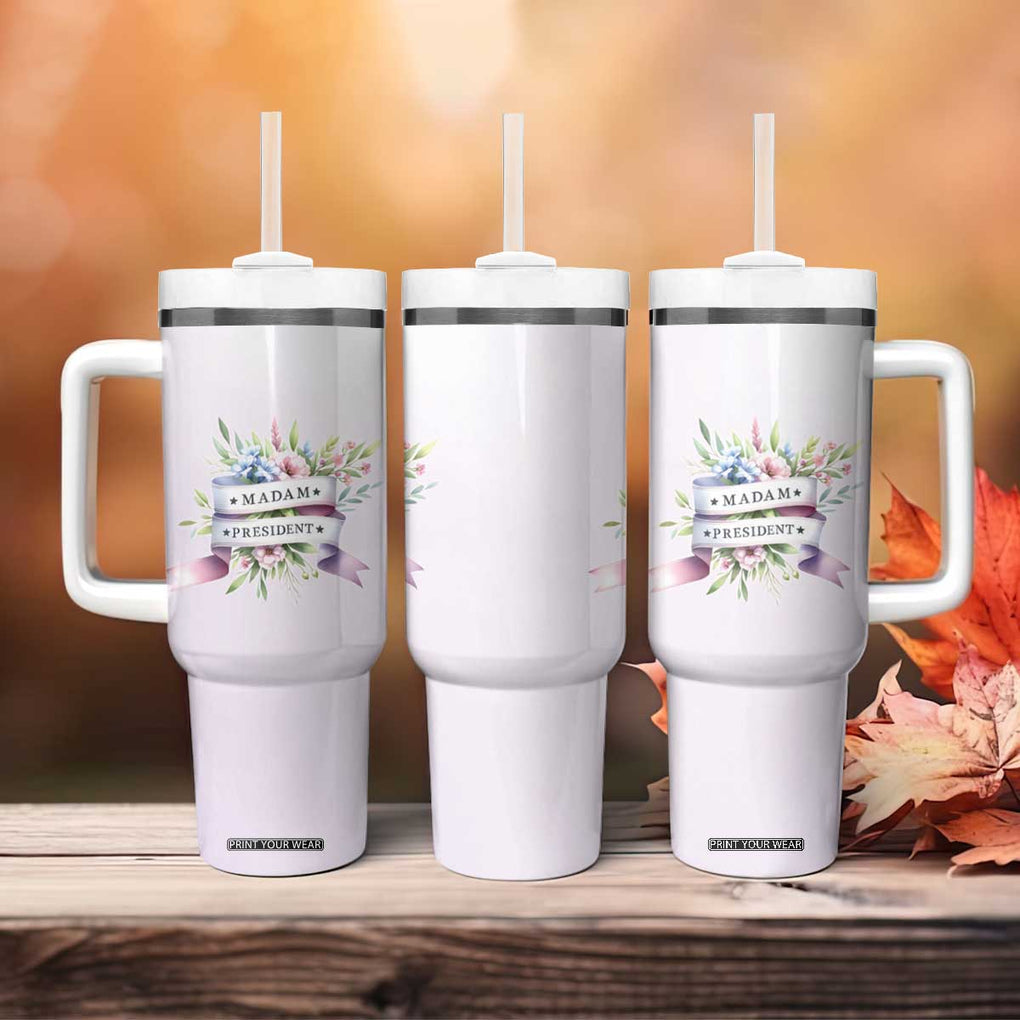 Kamala 2024 Tumbler With Handle Madam President Flower Harris Supporter TB09 Print Your Wear