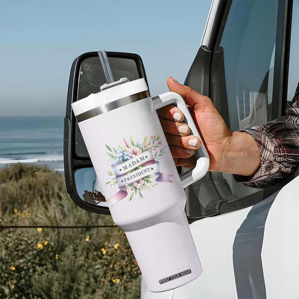 Kamala 2024 Tumbler With Handle Madam President Flower Harris Supporter TB09 Print Your Wear