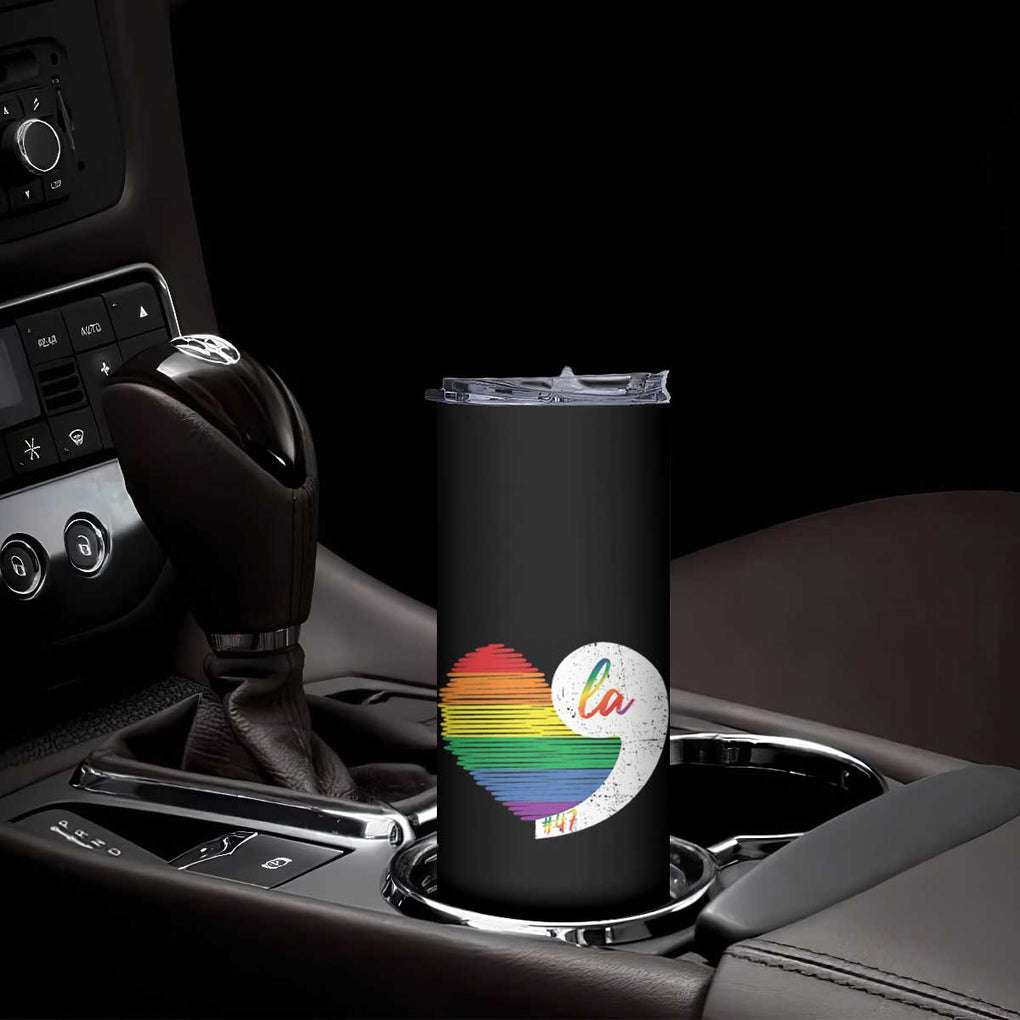 Harris Comma La Skinny Tumbler Kamala 2024 LGBT Rights Rainbow Heart TB09 Print Your Wear