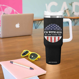 Harris 2024 Tumbler With Handle Kamala I'm With Her It's About Madam Time TB09 Print Your Wear