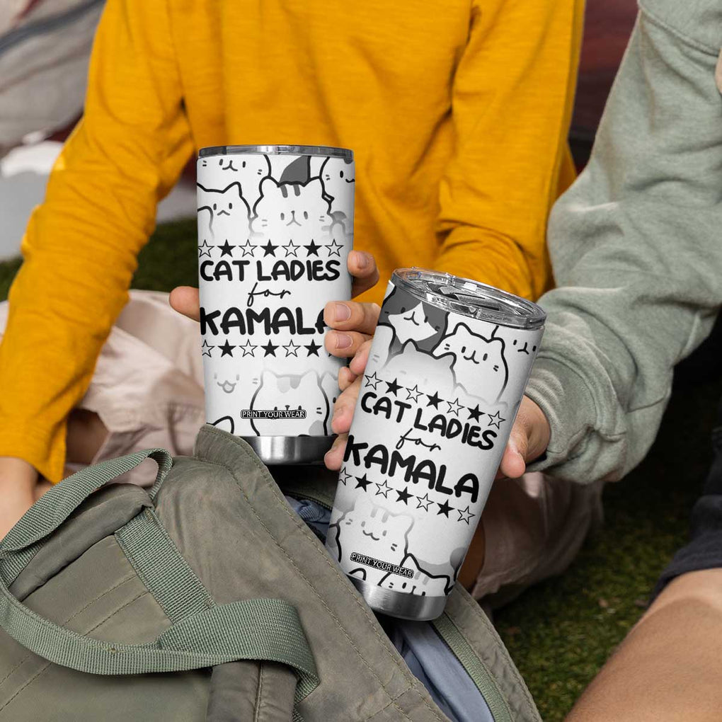 Cat Ladies For Kamala 2024 Tumbler Cup Cute Cats Harris Madam President TB09 Print Your Wear