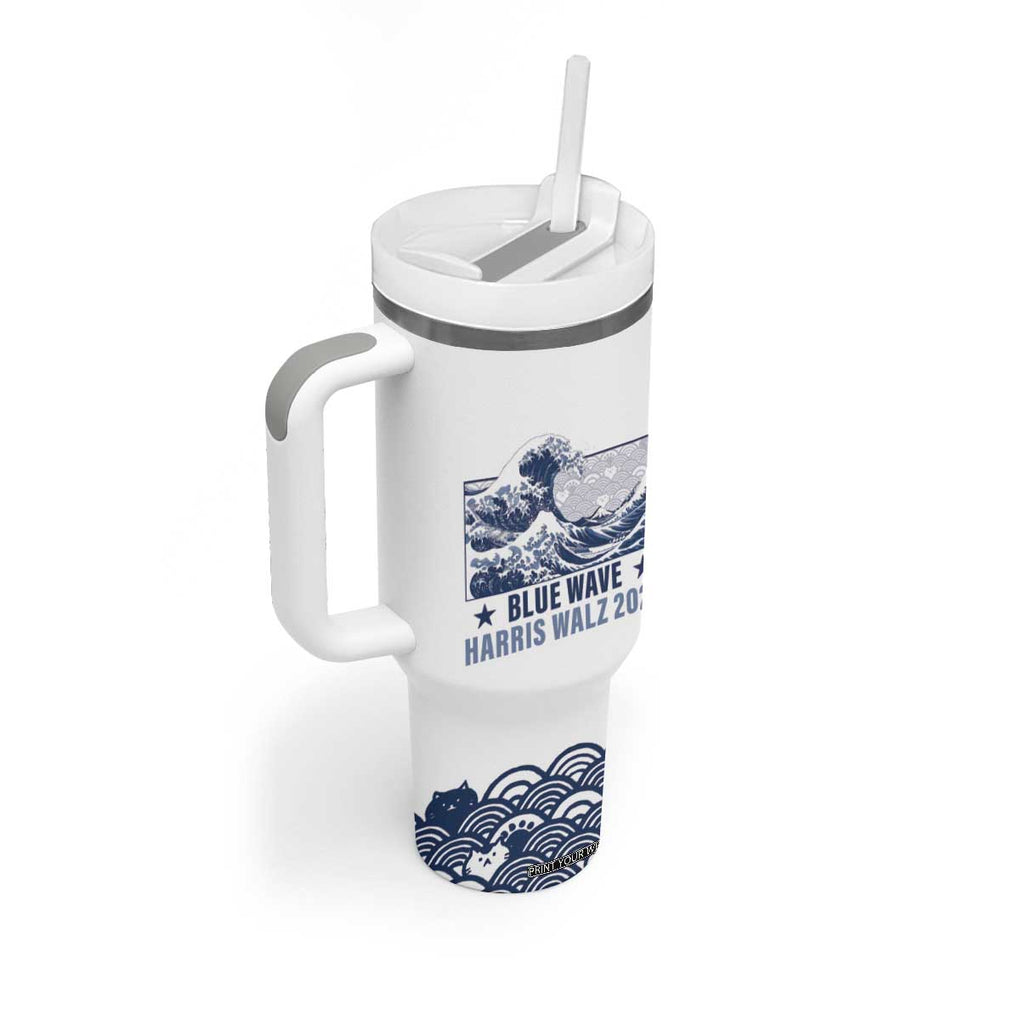 Kamala Blue Wave 2024 Tumbler With Handle Cute Cats Wave Harris Walz TB09 Print Your Wear
