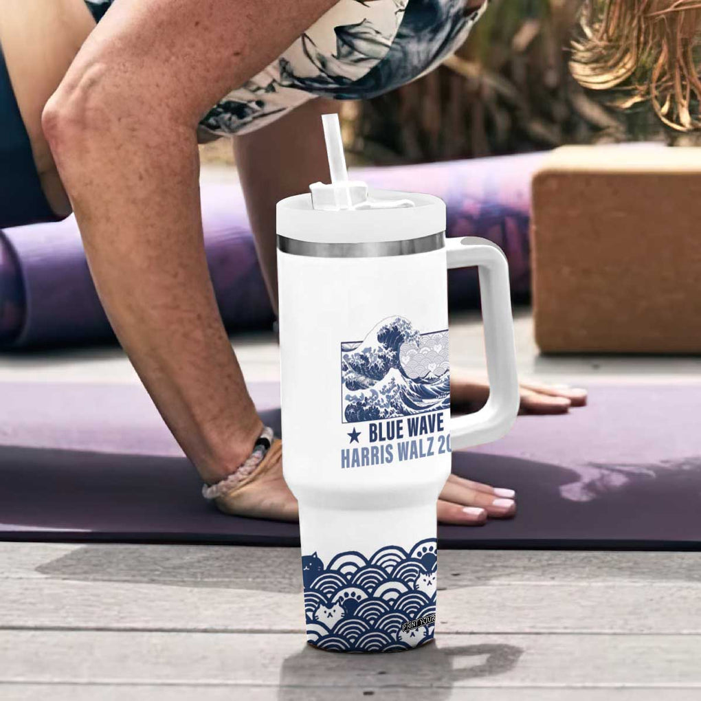 Kamala Blue Wave 2024 Tumbler With Handle Cute Cats Wave Harris Walz TB09 Print Your Wear