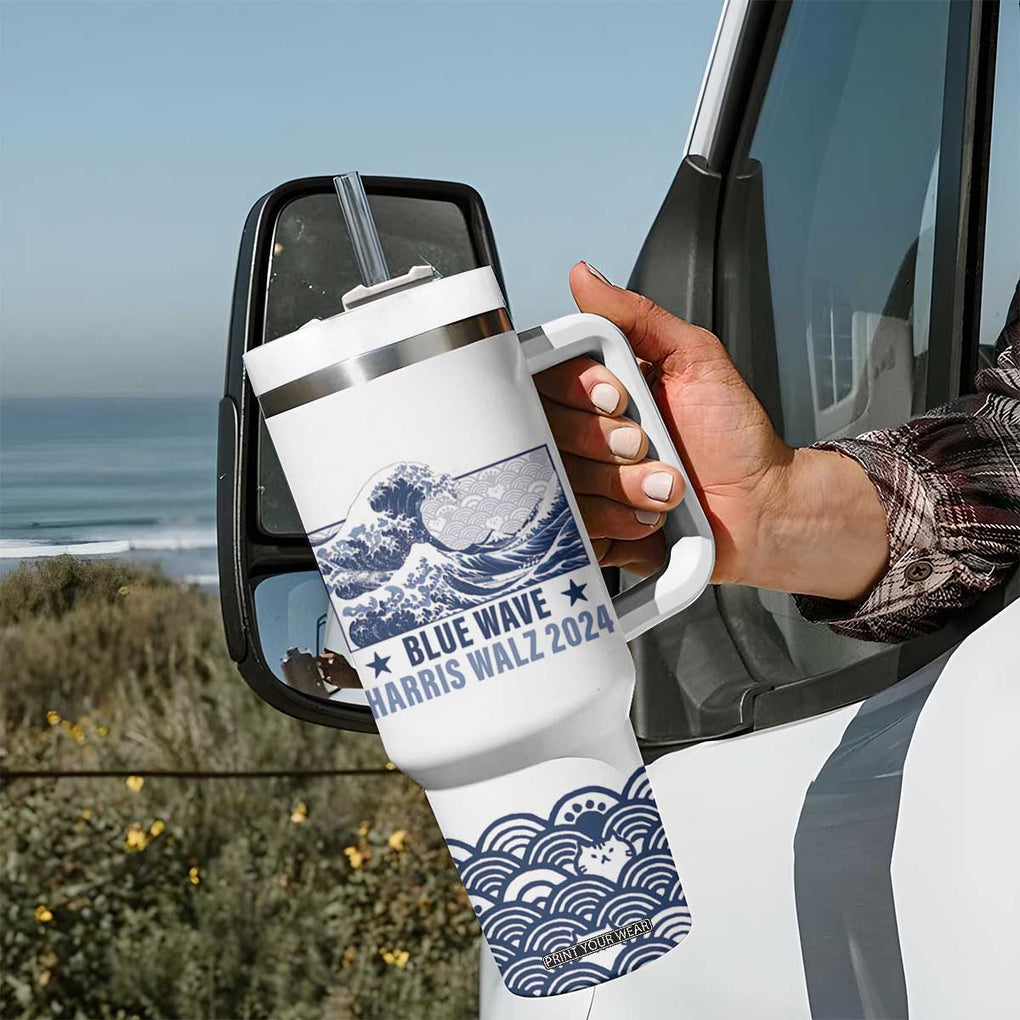 Kamala Blue Wave 2024 Tumbler With Handle Cute Cats Wave Harris Walz TB09 Print Your Wear