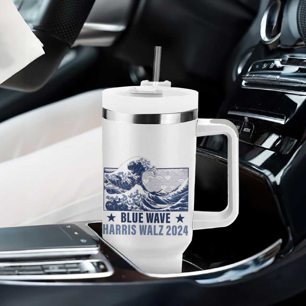 Kamala Blue Wave 2024 Tumbler With Handle Cute Cats Wave Harris Walz TB09 Print Your Wear