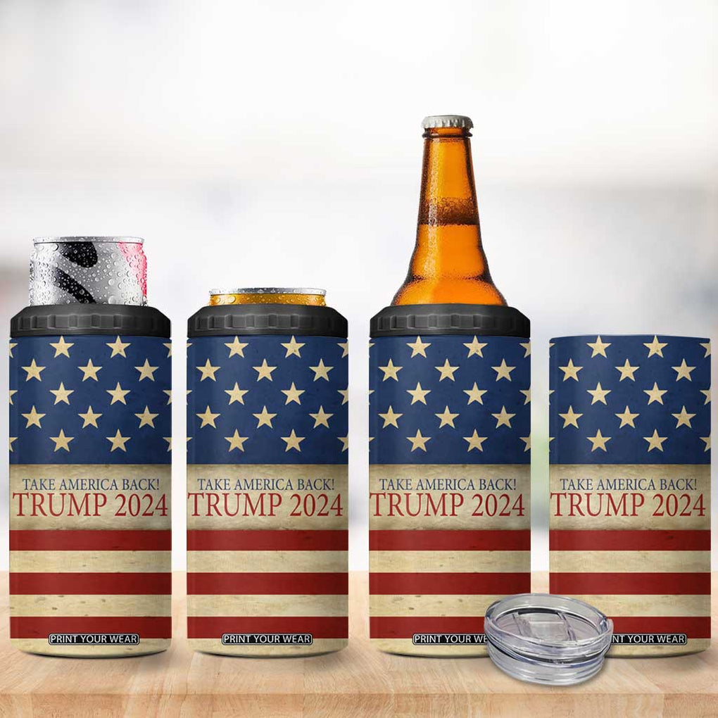 Trump 2024 4 in 1 Can Cooler Tumbler Take America Back American Flag TB09 Print Your Wear